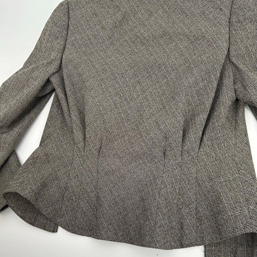 VTG 90s Womens Black Grey Sideffects Glen Check Plaid Velour Paisley Blazer Sz S - Picture 7 of 8